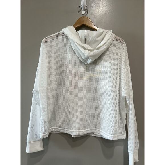 NWOT Puma cropped Baggy White sheer layer mesh Hoodie Athleisure Yoga Size 2X - Picture 2 of 6